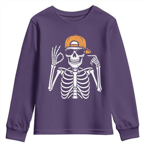 Funny Six Seven 67 Skeleton Gen Alpha Halloween Meme Youth Sweatshirt TS11 Purple Print Your Wear