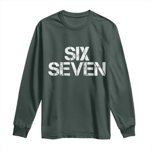 Six Seven Meme Vintage 67 Gen Alpha Meme Long Sleeve Shirt TS11 Dark Forest Green Print Your Wear