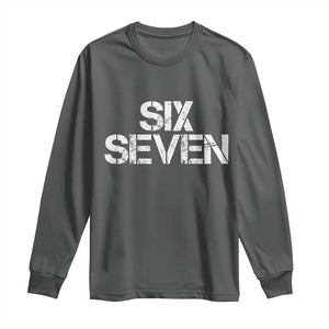 Six Seven Meme Vintage 67 Gen Alpha Meme Long Sleeve Shirt TS11 Dark Heather Print Your Wear