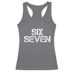 Six Seven Meme Vintage 67 Gen Alpha Meme Racerback Tank Top TS11 Charcoal Print Your Wear