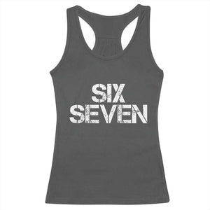 Six Seven Meme Vintage 67 Gen Alpha Meme Racerback Tank Top TS11 Dark Heather Print Your Wear
