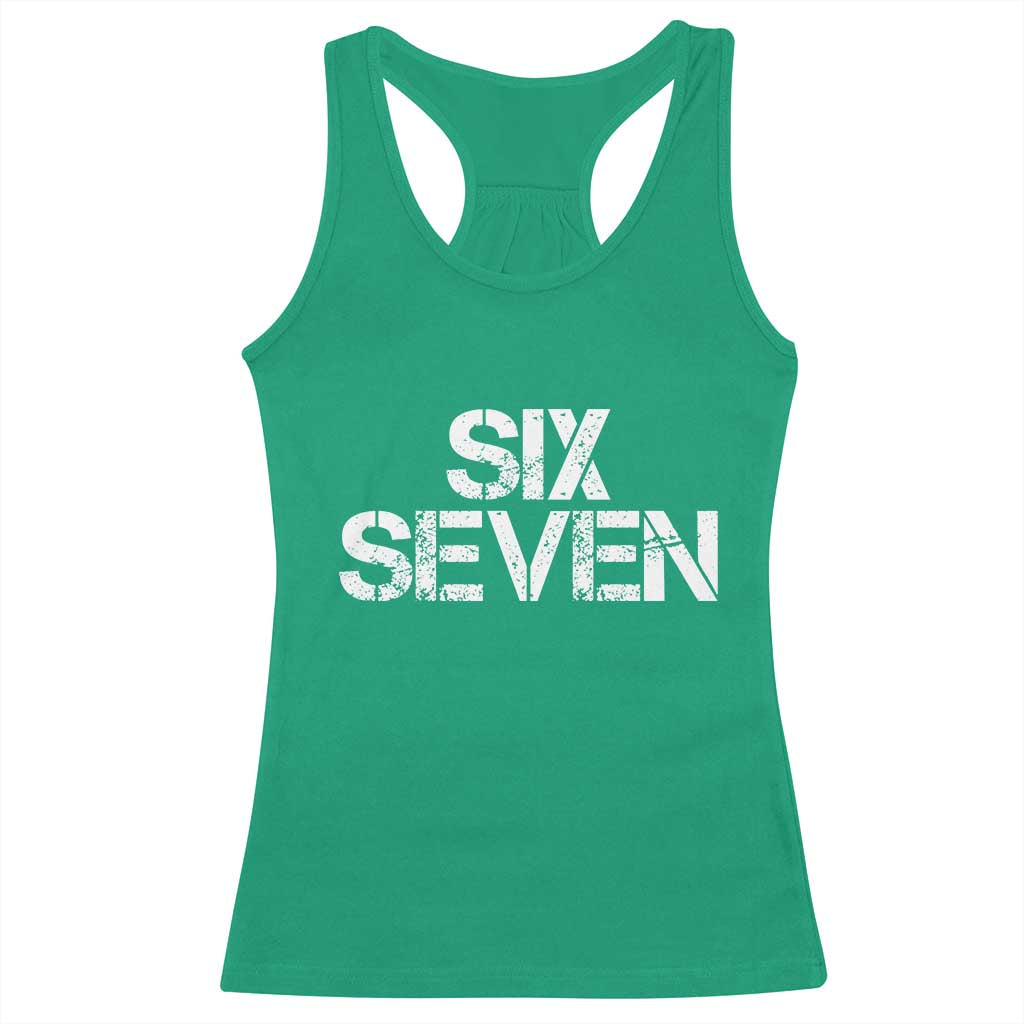Six Seven Meme Vintage 67 Gen Alpha Meme Racerback Tank Top TS11 Irish Green Print Your Wear