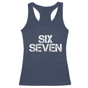 Six Seven Meme Vintage 67 Gen Alpha Meme Racerback Tank Top TS11 Navy Print Your Wear