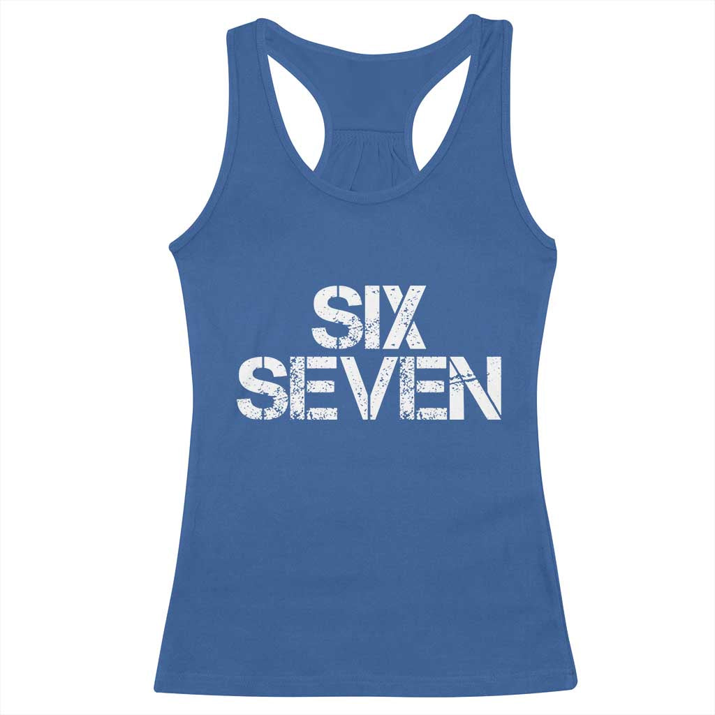 Six Seven Meme Vintage 67 Gen Alpha Meme Racerback Tank Top TS11 Royal Blue Print Your Wear