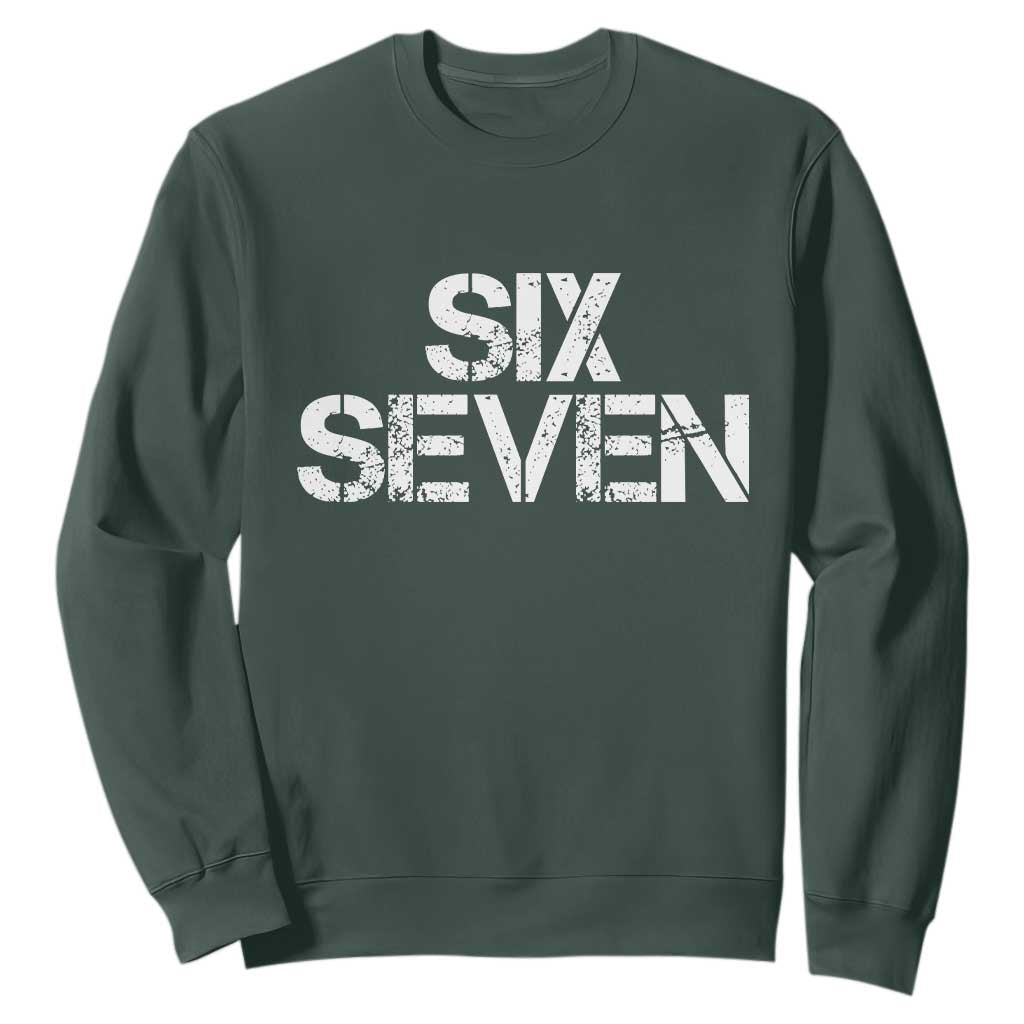 Six Seven Meme Vintage 67 Gen Alpha Meme Sweatshirt TS11 Dark Forest Green Print Your Wear