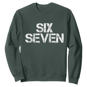 Six Seven Meme Vintage 67 Gen Alpha Meme Sweatshirt TS11 Dark Forest Green Print Your Wear