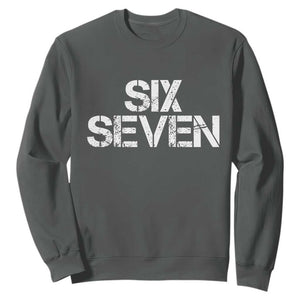 Six Seven Meme Vintage 67 Gen Alpha Meme Sweatshirt TS11 Dark Heather Print Your Wear