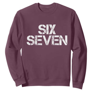 Six Seven Meme Vintage 67 Gen Alpha Meme Sweatshirt TS11 Maroon Print Your Wear