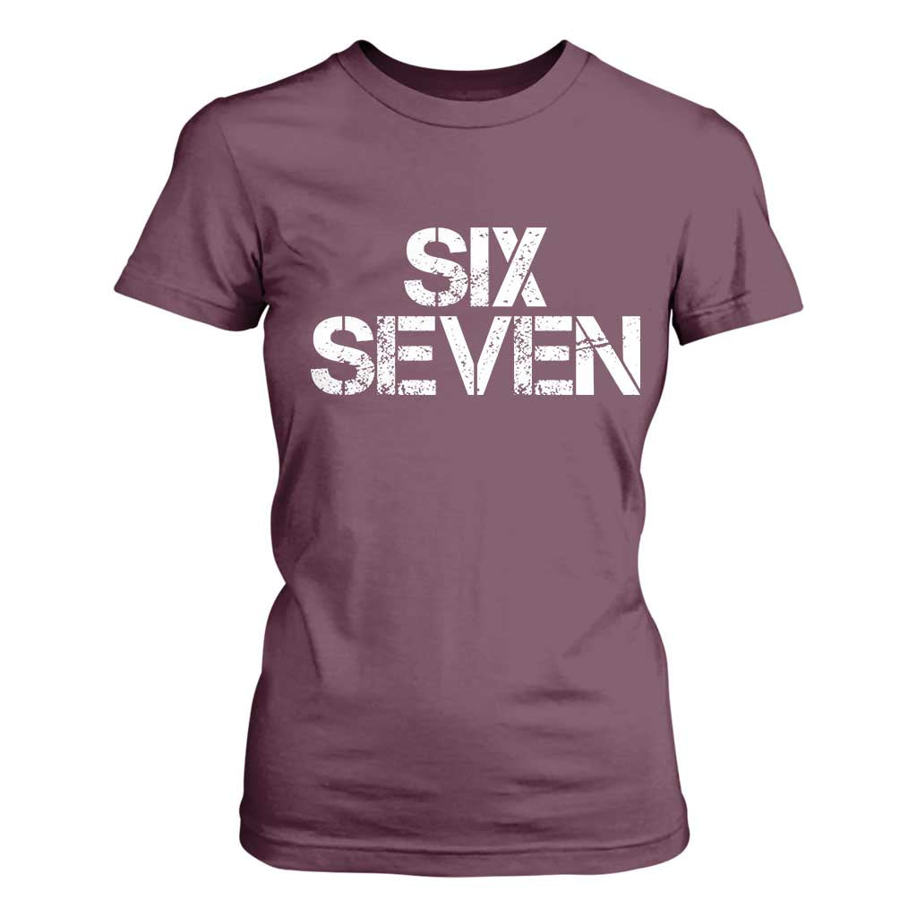 Six Seven Meme Vintage 67 Gen Alpha Meme T Shirt For Women TS11 Maroon Print Your Wear