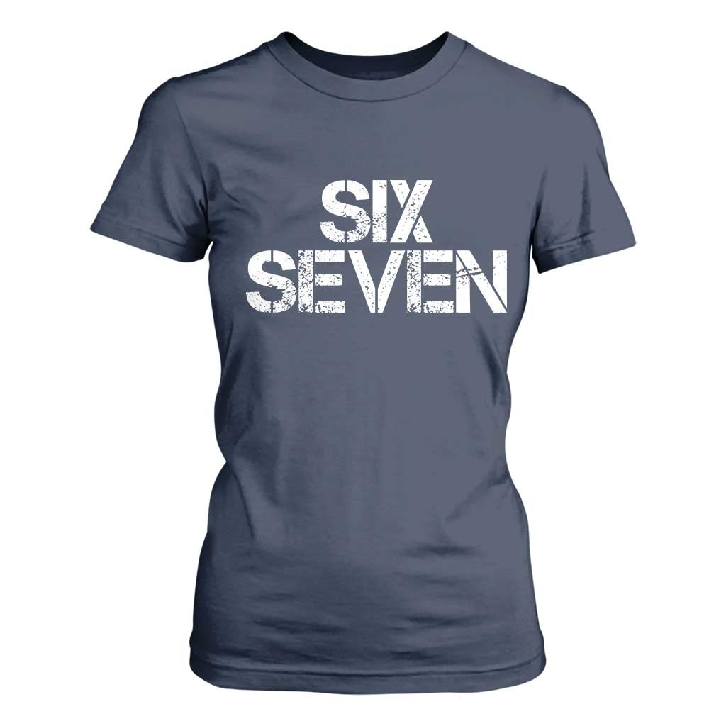 Six Seven Meme Vintage 67 Gen Alpha Meme T Shirt For Women TS11 Navy Print Your Wear