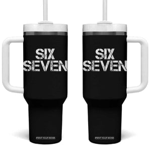 Six Seven Meme Vintage 67 Gen Alpha Meme Tumbler With Handle TS11 One Size: 40 oz Black Print Your Wear