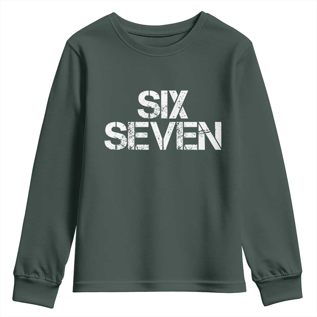 Six Seven Meme Vintage 67 Gen Alpha Meme Youth Sweatshirt TS11 Dark Forest Green Print Your Wear