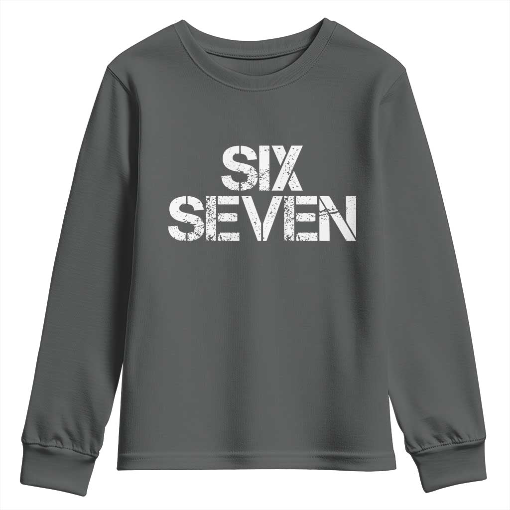 Six Seven Meme Vintage 67 Gen Alpha Meme Youth Sweatshirt TS11 Dark Heather Print Your Wear