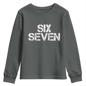 Six Seven Meme Vintage 67 Gen Alpha Meme Youth Sweatshirt TS11 Dark Heather Print Your Wear