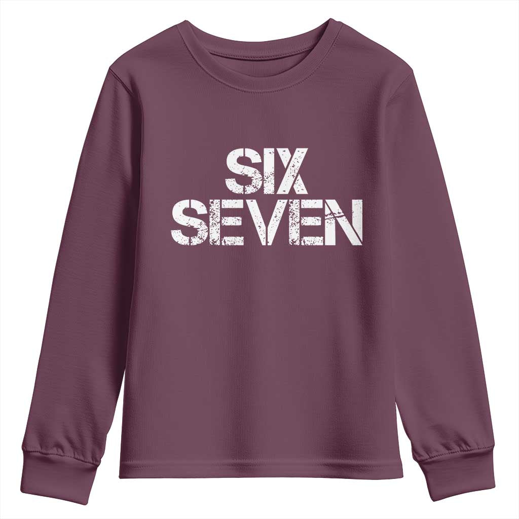 Six Seven Meme Vintage 67 Gen Alpha Meme Youth Sweatshirt TS11 Maroon Print Your Wear