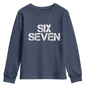 Six Seven Meme Vintage 67 Gen Alpha Meme Youth Sweatshirt TS11 Navy Print Your Wear