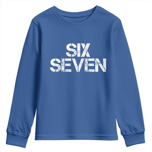 Six Seven Meme Vintage 67 Gen Alpha Meme Youth Sweatshirt TS11 Royal Blue Print Your Wear