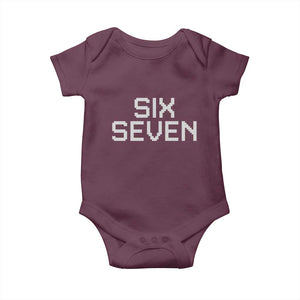 Six Seven Meme Pixel 67 Gen Alpha Internet Joke Baby Onesie TS11 Maroon Print Your Wear
