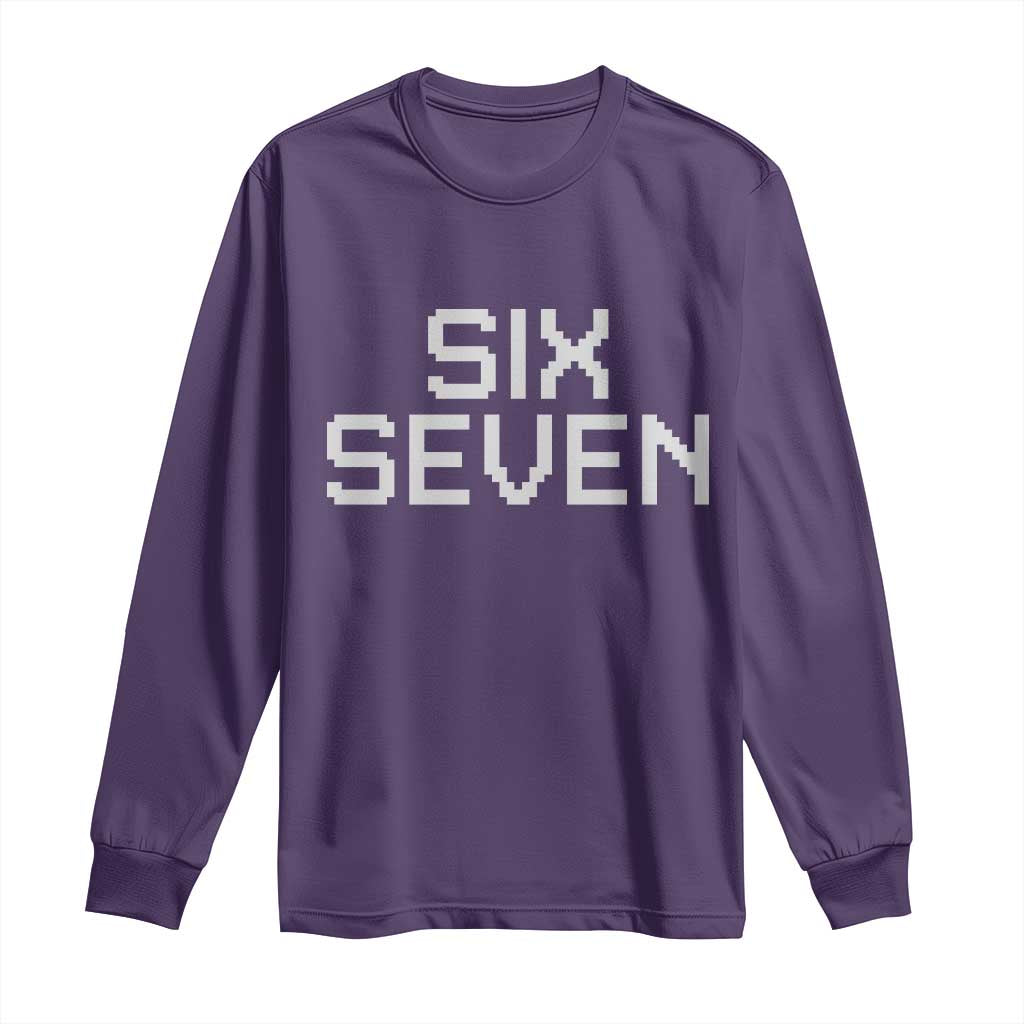 Six Seven Meme Pixel 67 Gen Alpha Internet Joke Long Sleeve Shirt TS11 Purple Print Your Wear