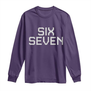 Six Seven Meme Pixel 67 Gen Alpha Internet Joke Long Sleeve Shirt TS11 Purple Print Your Wear