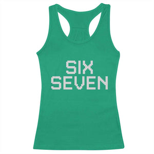 Six Seven Meme Pixel 67 Gen Alpha Internet Joke Racerback Tank Top TS11 Irish Green Print Your Wear