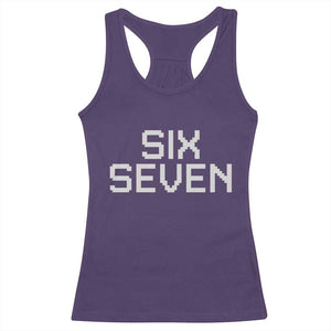 Six Seven Meme Pixel 67 Gen Alpha Internet Joke Racerback Tank Top TS11 Purple Print Your Wear