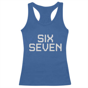 Six Seven Meme Pixel 67 Gen Alpha Internet Joke Racerback Tank Top TS11 Royal Blue Print Your Wear