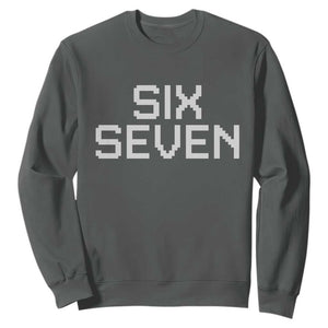Six Seven Meme Pixel 67 Gen Alpha Internet Joke Sweatshirt TS11 Dark Heather Print Your Wear