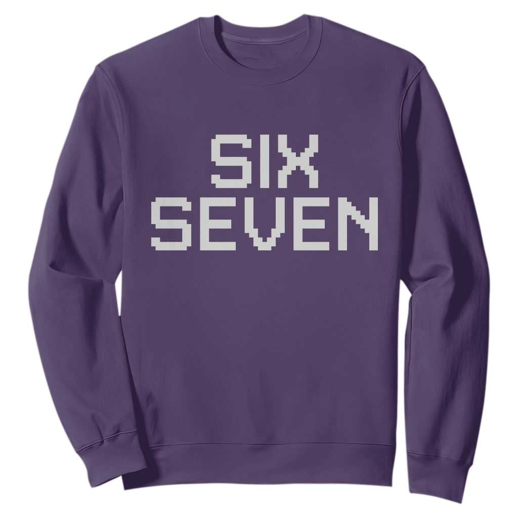 Six Seven Meme Pixel 67 Gen Alpha Internet Joke Sweatshirt TS11 Purple Print Your Wear