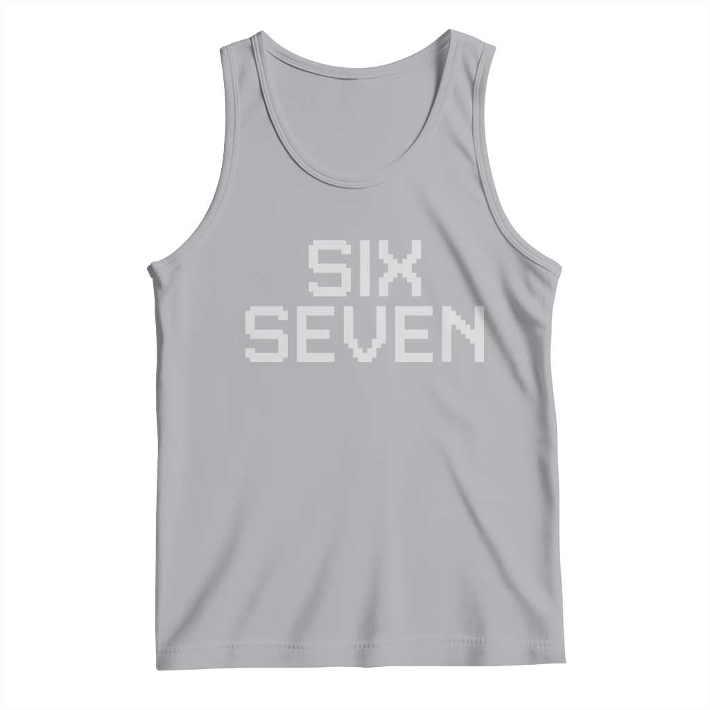 Six Seven Meme Pixel 67 Gen Alpha Internet Joke Tank Top TS11 Athletic Heather Print Your Wear