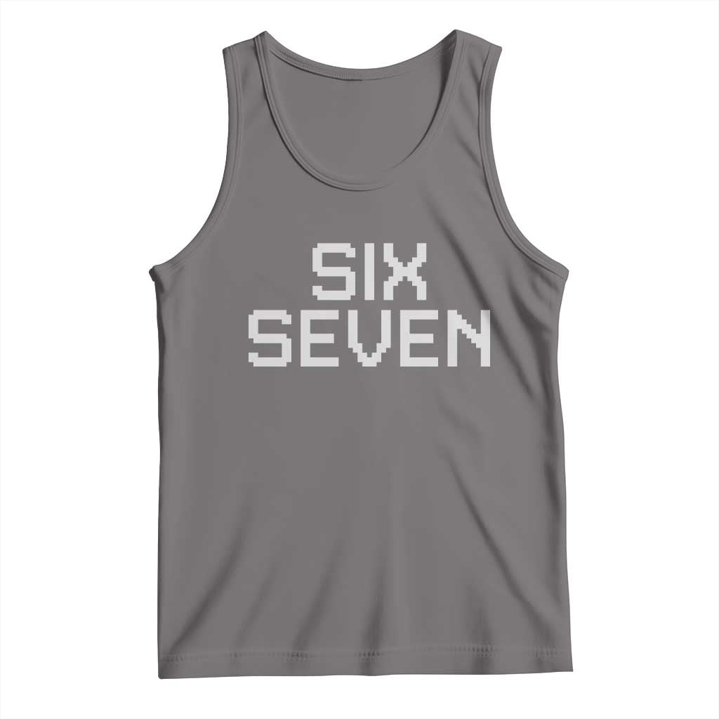 Six Seven Meme Pixel 67 Gen Alpha Internet Joke Tank Top TS11 Deep Heather Print Your Wear