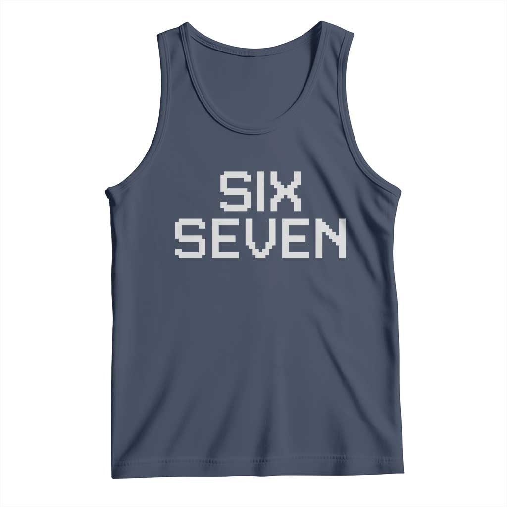 Six Seven Meme Pixel 67 Gen Alpha Internet Joke Tank Top TS11 Navy Print Your Wear
