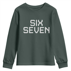 Six Seven Meme Pixel 67 Gen Alpha Internet Joke Youth Sweatshirt TS11 Dark Forest Green Print Your Wear