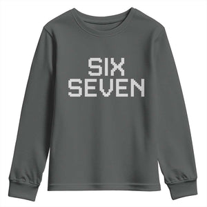 Six Seven Meme Pixel 67 Gen Alpha Internet Joke Youth Sweatshirt TS11 Dark Heather Print Your Wear