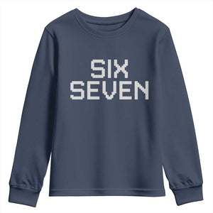 Six Seven Meme Pixel 67 Gen Alpha Internet Joke Youth Sweatshirt TS11 Navy Print Your Wear