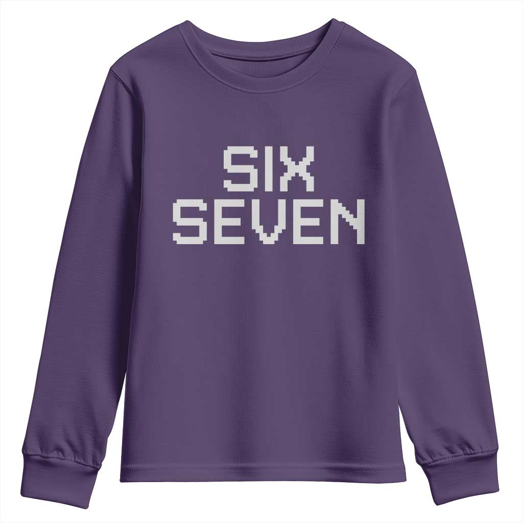 Six Seven Meme Pixel 67 Gen Alpha Internet Joke Youth Sweatshirt TS11 Purple Print Your Wear