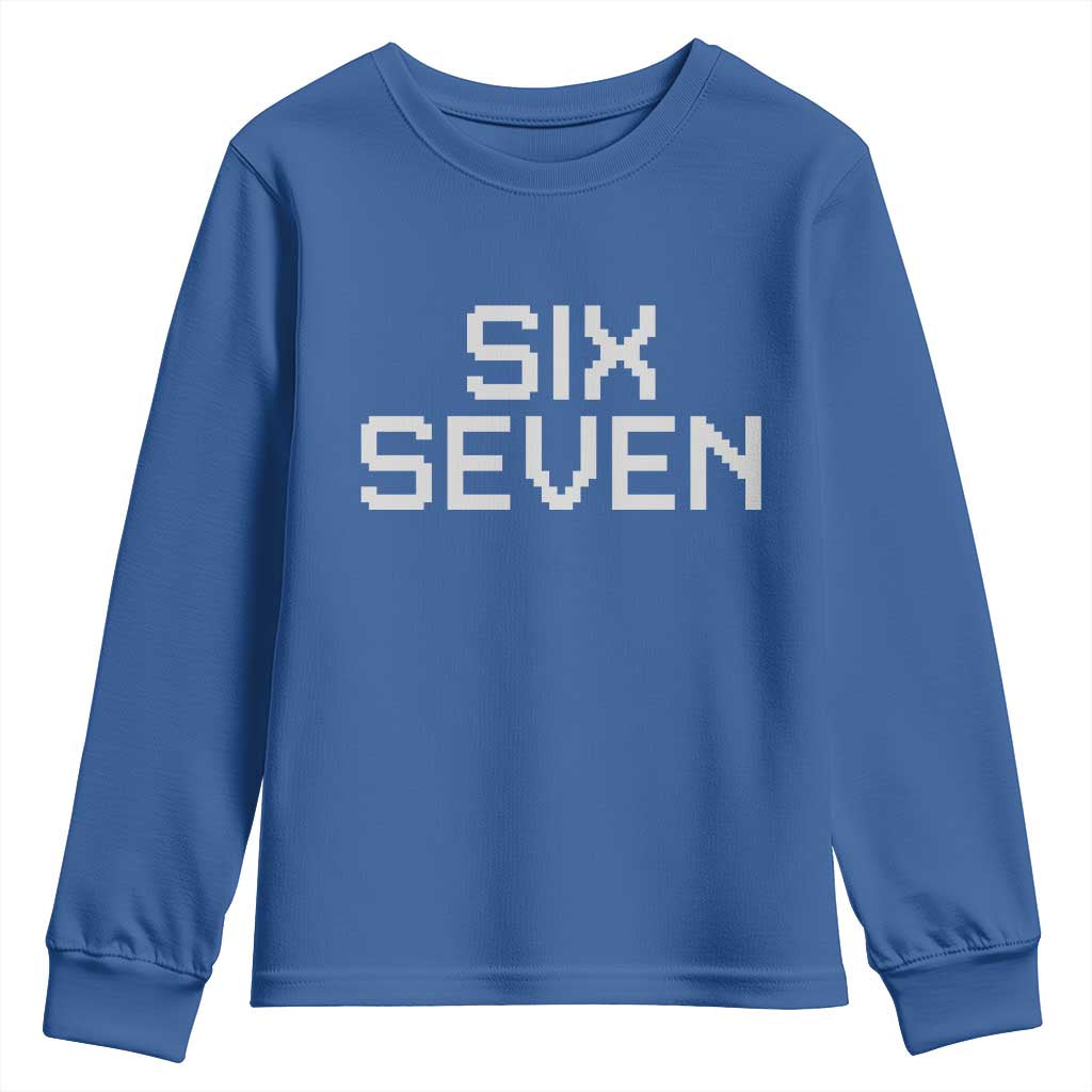 Six Seven Meme Pixel 67 Gen Alpha Internet Joke Youth Sweatshirt TS11 Royal Blue Print Your Wear