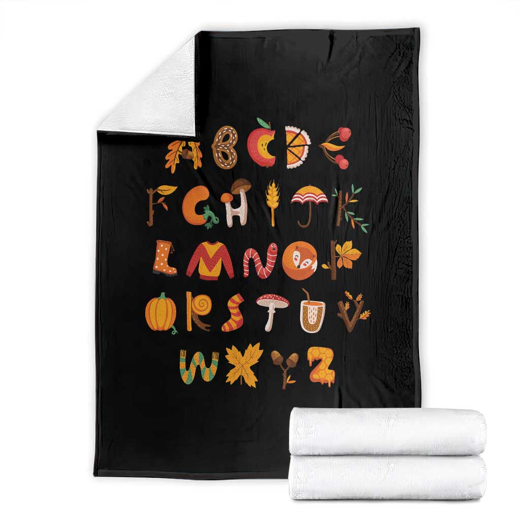 Funny Kindergarten Teacher Throw Blanket Thanksgiving Alphabet Learning Autumn Season TS11 Black Print Your Wear