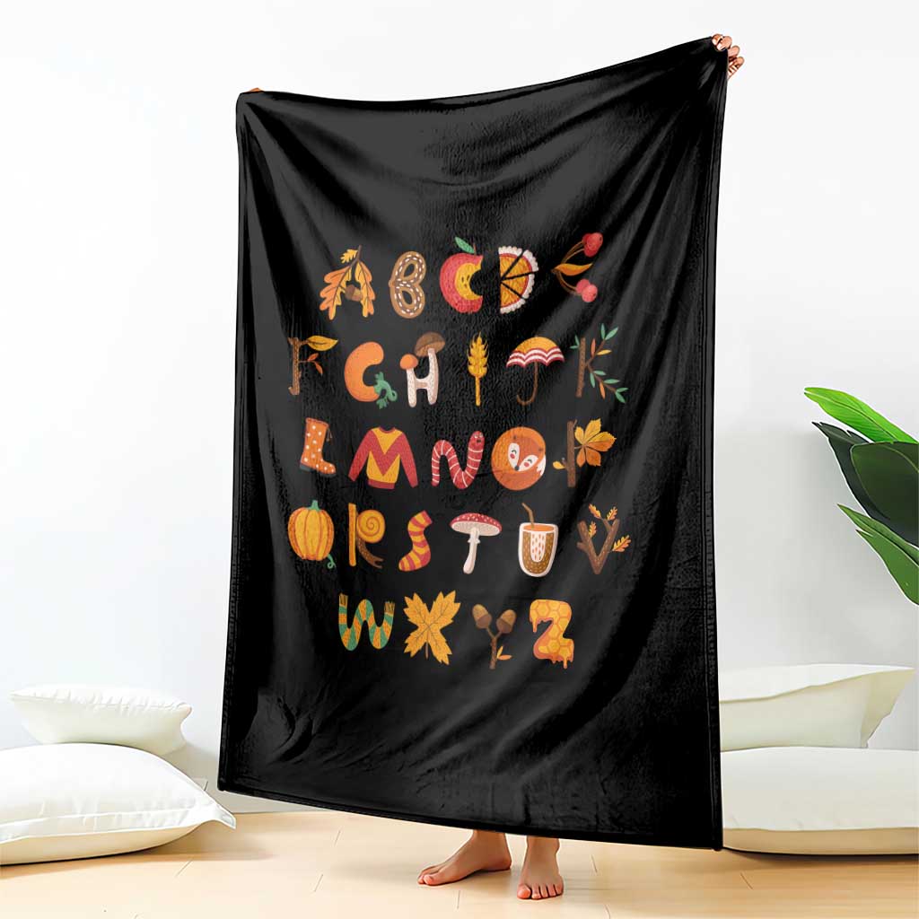Funny Kindergarten Teacher Throw Blanket Thanksgiving Alphabet Learning Autumn Season TS11 Print Your Wear