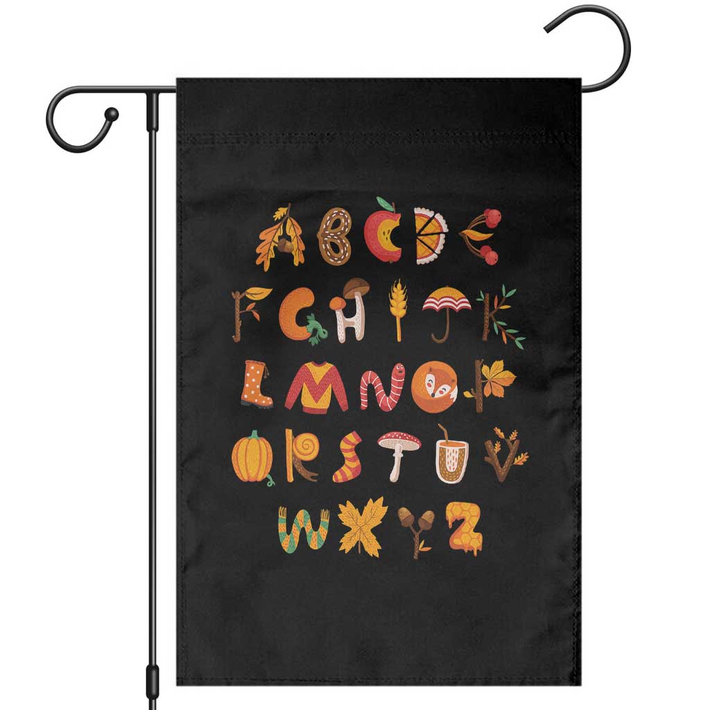 Funny Kindergarten Teacher Garden Flag Thanksgiving Alphabet Learning Autumn Season TS11 Black Print Your Wear