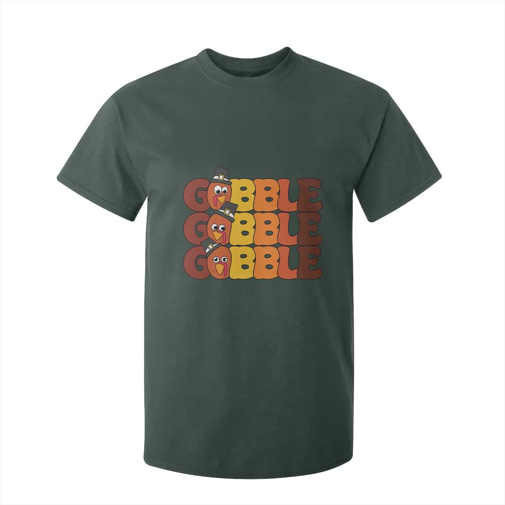 Funny Thanksgiving Tukey Gobble T Shirt For Kid TS11 Dark Forest Green Print Your Wear