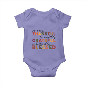 Thanksgiving Baby Onesie So Very Thankful Incredibly Grateful Unbelievably Blessed TS11 Violet Print Your Wear