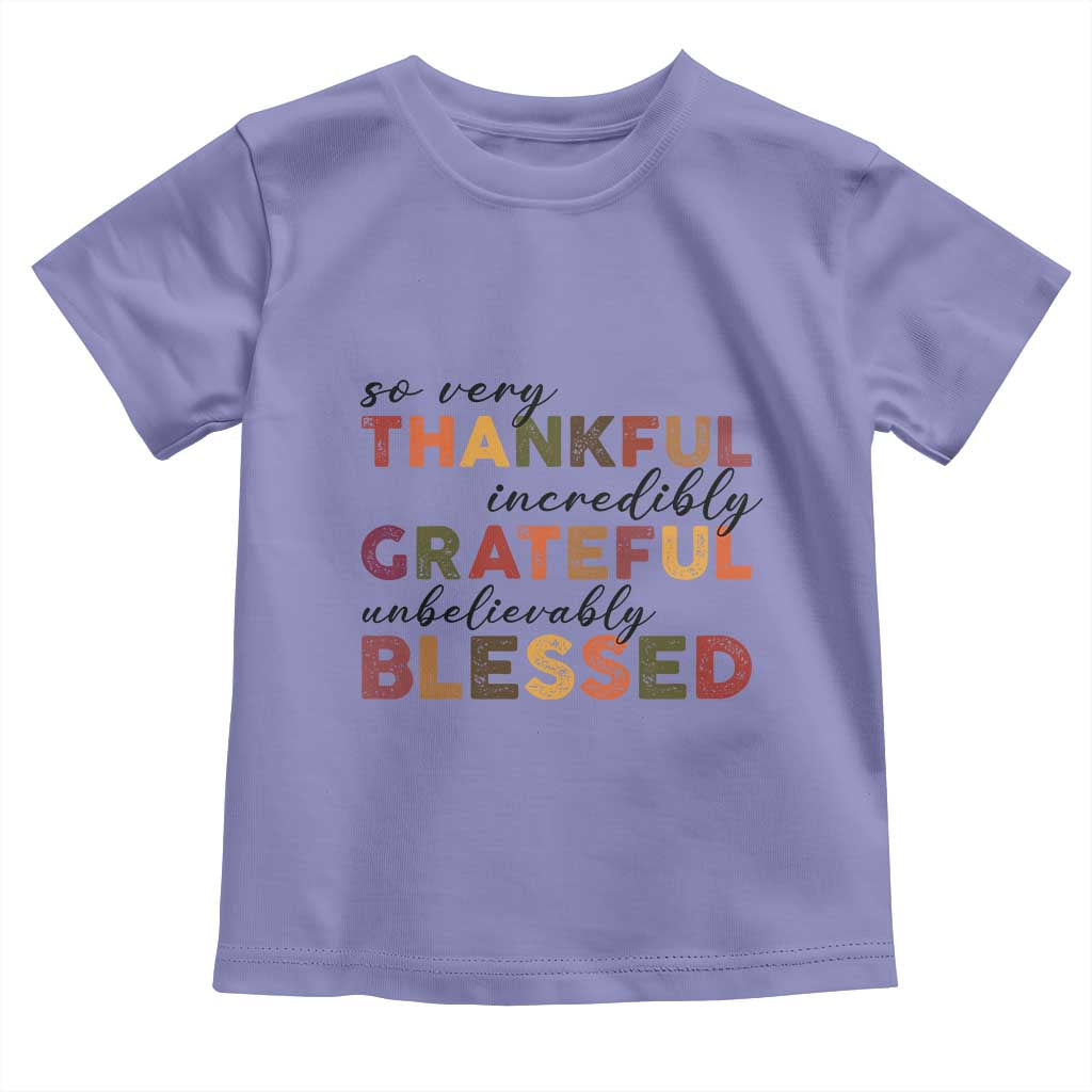 Thanksgiving Baby Shirt So Very Thankful Incredibly Grateful Unbelievably Blessed TS11 Violet Print Your Wear