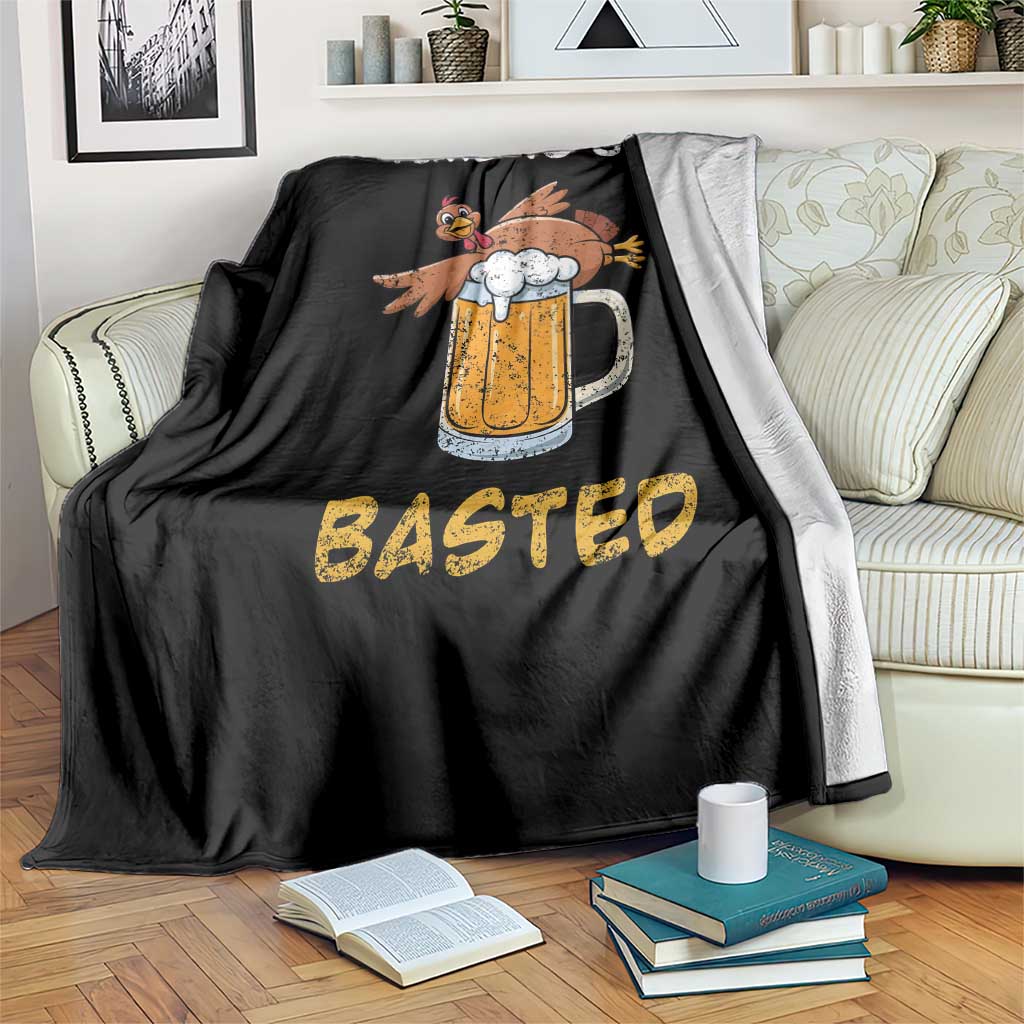 Funny Thanksgiving Beer Throw Blanket Time To Get Basted Vintage Turkey TS11 Print Your Wear