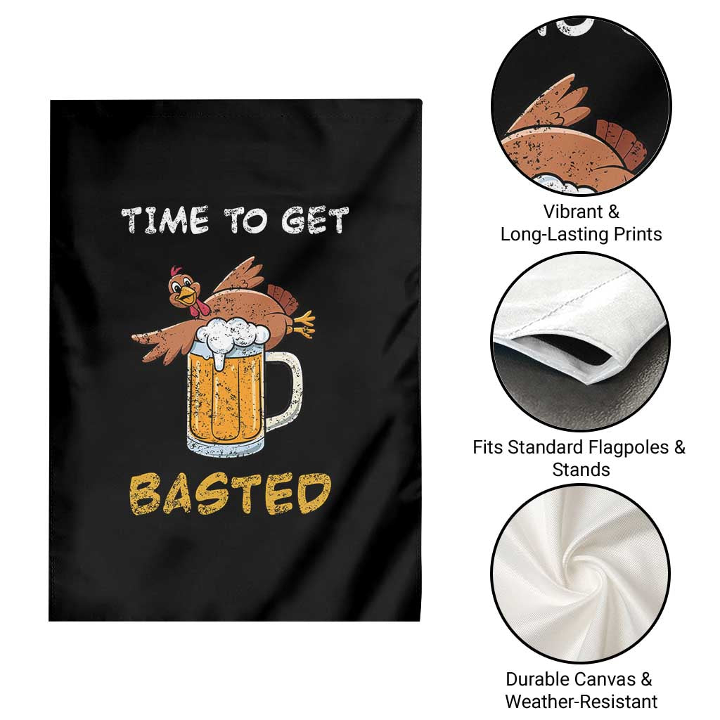 Funny Thanksgiving Beer Garden Flag Time To Get Basted Vintage Turkey TS11 Print Your Wear