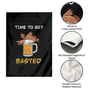 Funny Thanksgiving Beer Garden Flag Time To Get Basted Vintage Turkey TS11 Print Your Wear
