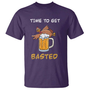 Funny Thanksgiving Beer T Shirt Time To Get Basted Vintage Turkey TS11 Purple Print Your Wear