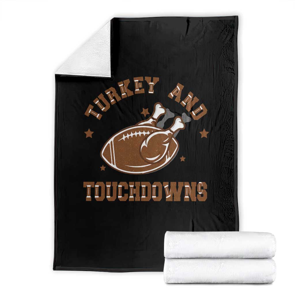 Thanksgiving Football Throw Blanket Turkey And Touchdowns Vintage American Football TS11 Black Print Your Wear