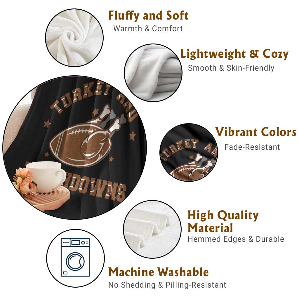 Thanksgiving Football Throw Blanket Turkey And Touchdowns Vintage American Football TS11 Print Your Wear