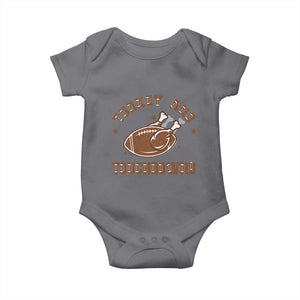 Thanksgiving Football Baby Onesie Turkey And Touchdowns Vintage American Football TS11 Charcoal Print Your Wear